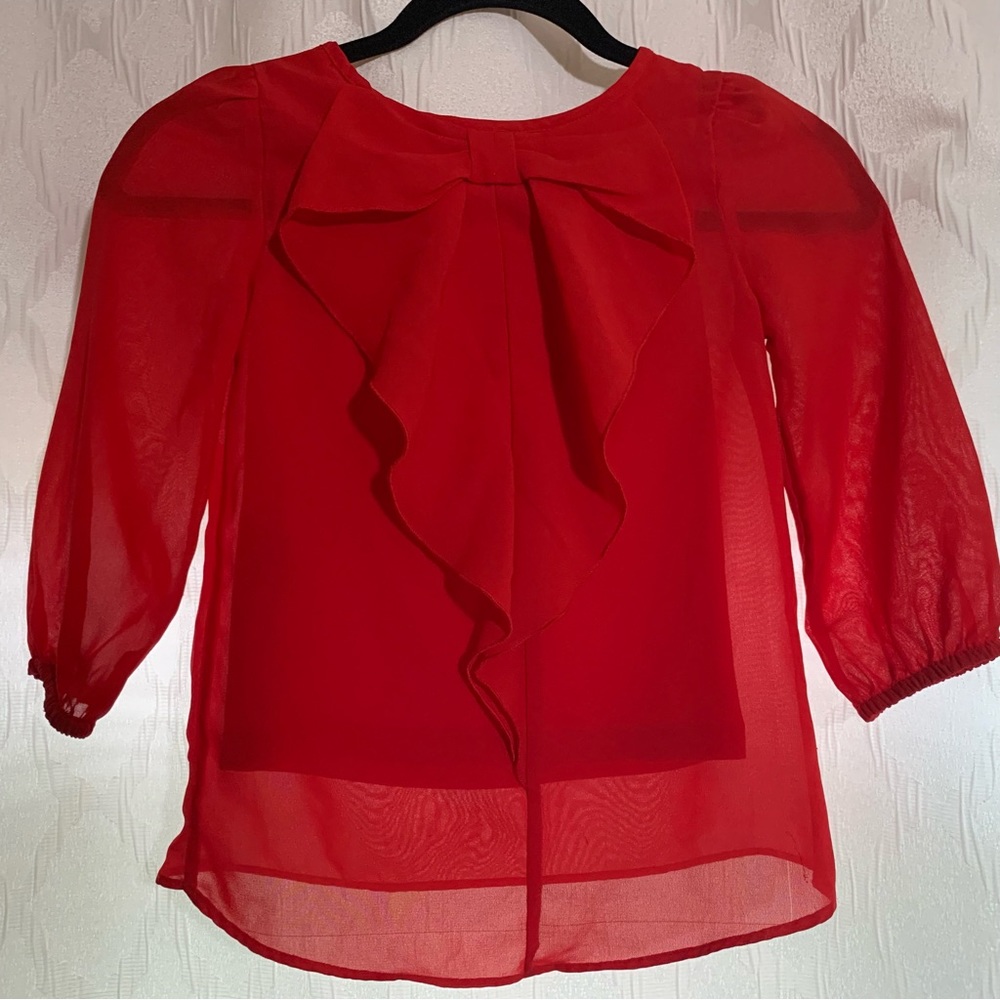 CRB Red Chiffon Girl’s Shirt with Bow